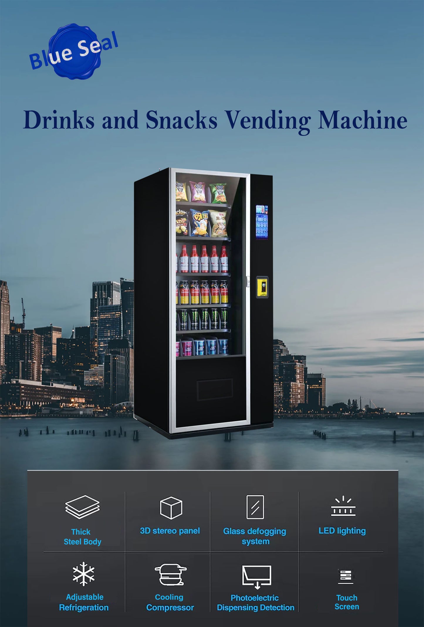 Blue-1003C-BK-TCR-Combo Vending Machine