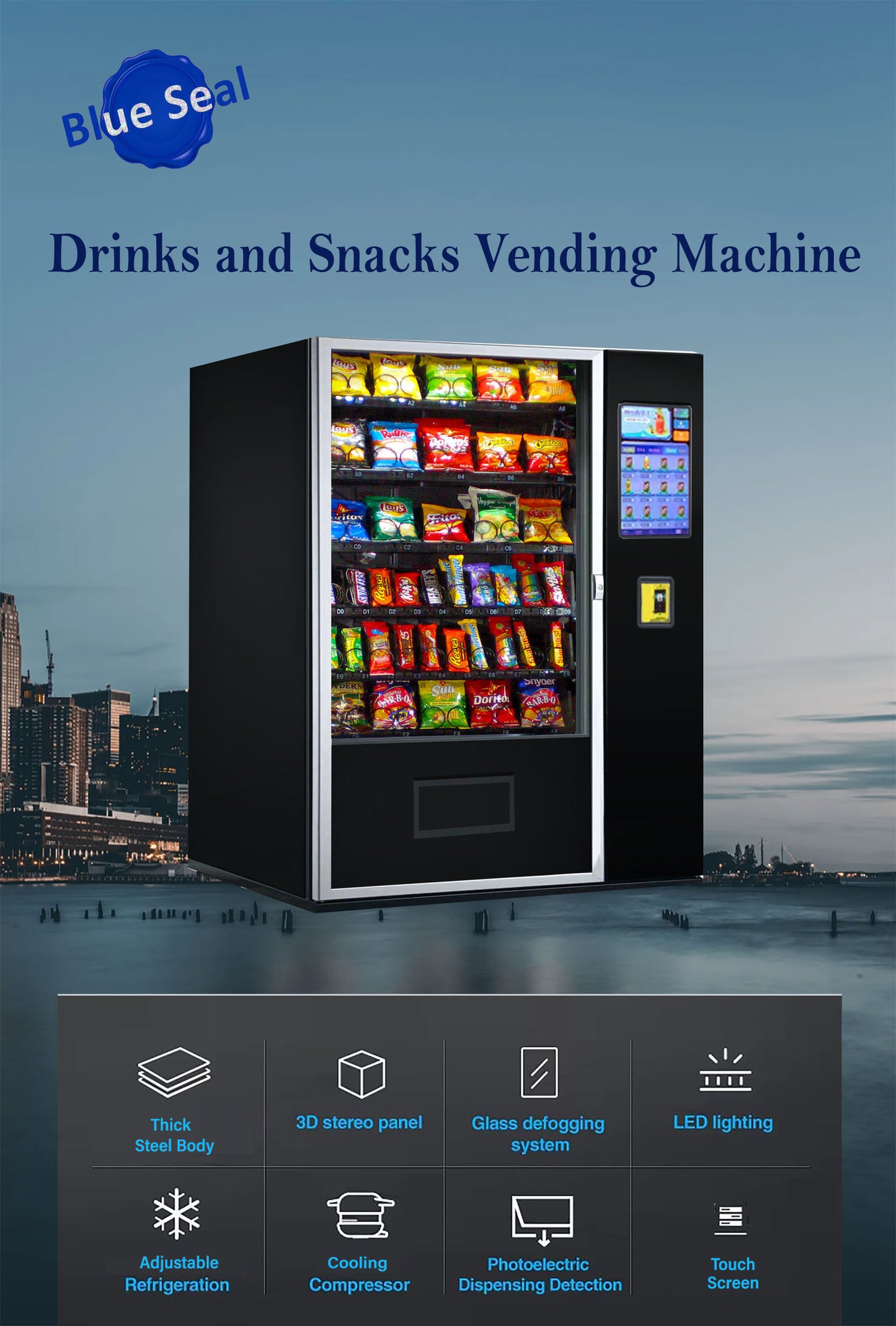 Blue-1004S-BK-TCR-Snacks Vending Machine